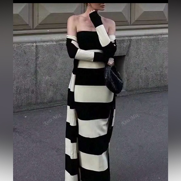 Anthropologie Dresses & Skirts - Anthropologie Sezane Strapless Black and Cream Dress BNWOT